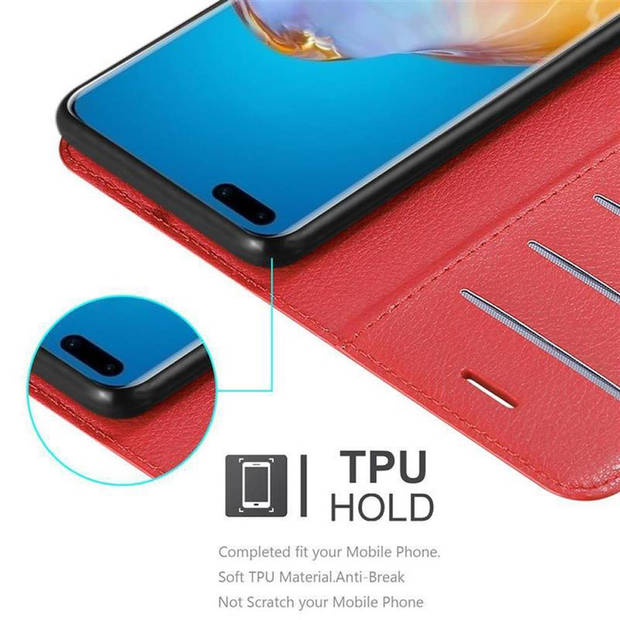 Cadorabo Hoesje geschikt voor Huawei P40 PRO / P40 PRO+ in KARMIJN ROOD - Beschermhoes Cover magnetische sluiting Case