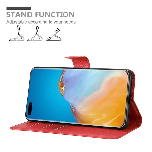 Cadorabo Hoesje geschikt voor Huawei P40 PRO / P40 PRO+ in KARMIJN ROOD - Beschermhoes Cover magnetische sluiting Case