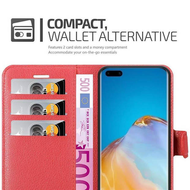 Cadorabo Hoesje geschikt voor Huawei P40 PRO / P40 PRO+ in KARMIJN ROOD - Beschermhoes Cover magnetische sluiting Case