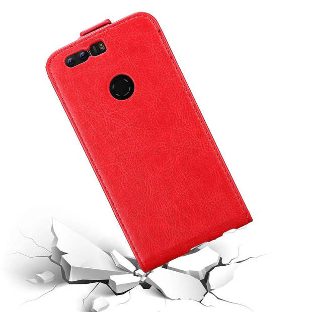 Cadorabo Hoesje geschikt voor Honor 8 / 8 PREMIUM in APPEL ROOD - Beschermhoes Flip Case Cover magnetische sluiting