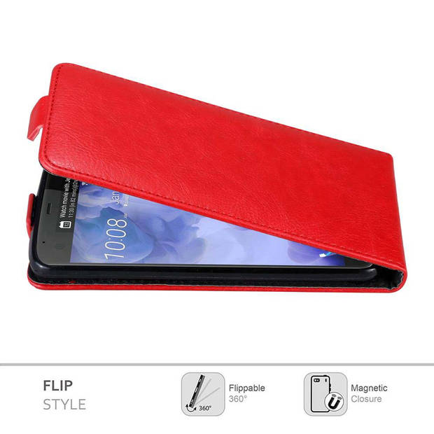 Cadorabo Hoesje geschikt voor HTC U ULTRA in APPEL ROOD - Beschermhoes Flip Case Cover magnetische sluiting