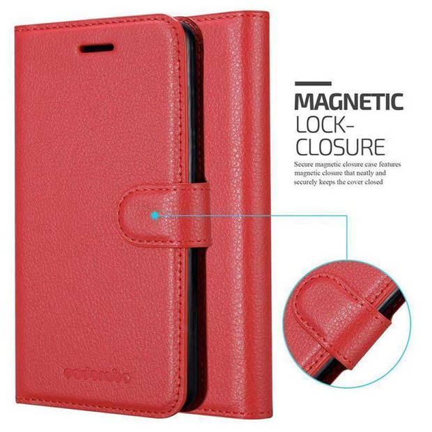 Cadorabo Hoesje geschikt voor Xiaomi Mi 9 in KARMIJN ROOD - Beschermhoes Cover magnetische sluiting Case
