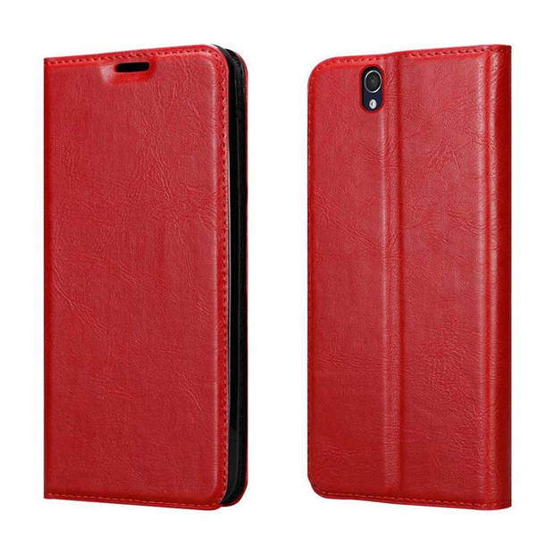 Cadorabo Hoesje geschikt voor Sony Xperia Z in APPEL ROOD - Beschermhoes Case magnetische sluiting Cover