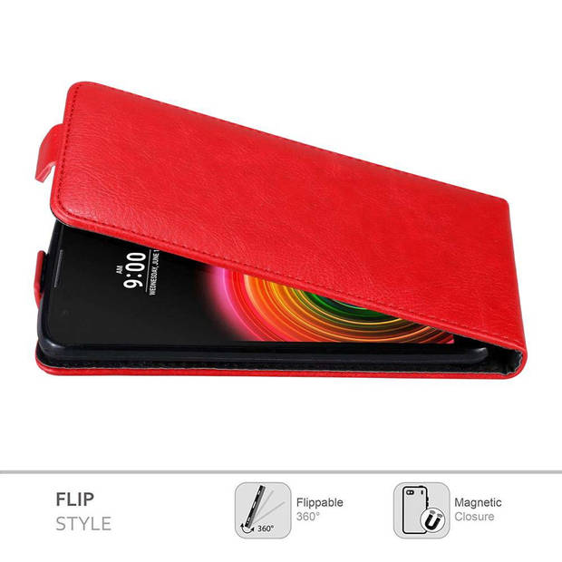 Cadorabo Hoesje geschikt voor LG X POWER in APPEL ROOD - Beschermhoes Flip Case Cover magnetische sluiting