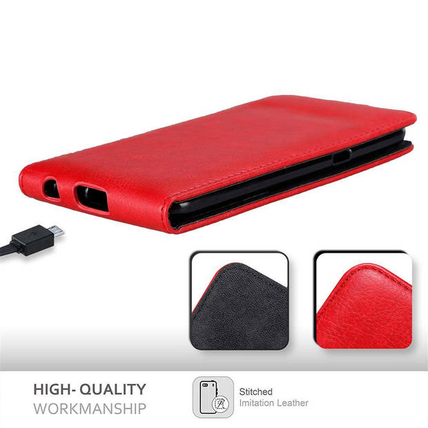 Cadorabo Hoesje geschikt voor LG X POWER in APPEL ROOD - Beschermhoes Flip Case Cover magnetische sluiting
