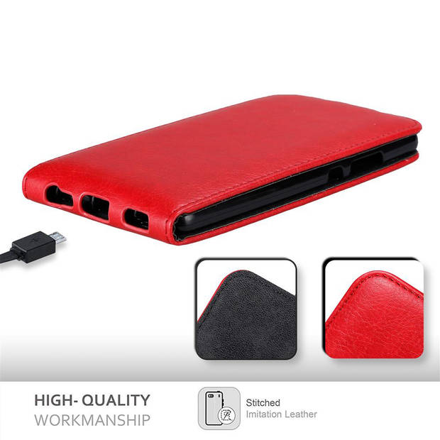 Cadorabo Hoesje geschikt voor Huawei P9 PLUS in APPEL ROOD - Beschermhoes Flip Case Cover magnetische sluiting