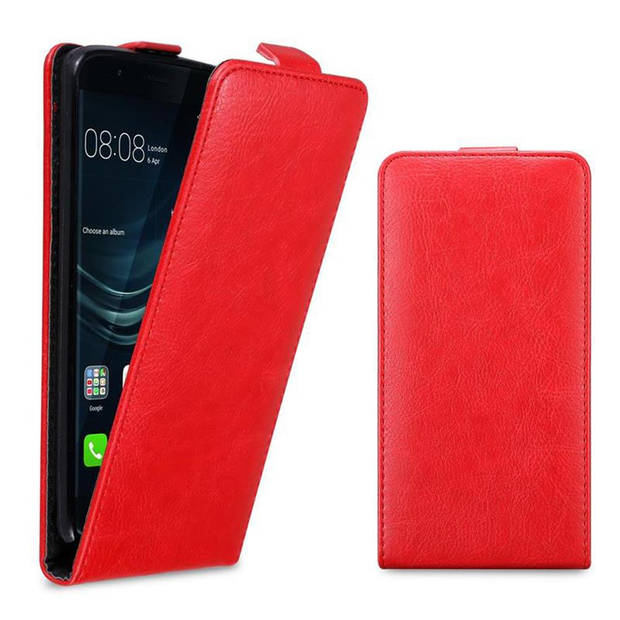 Cadorabo Hoesje geschikt voor Huawei P9 PLUS in APPEL ROOD - Beschermhoes Flip Case Cover magnetische sluiting