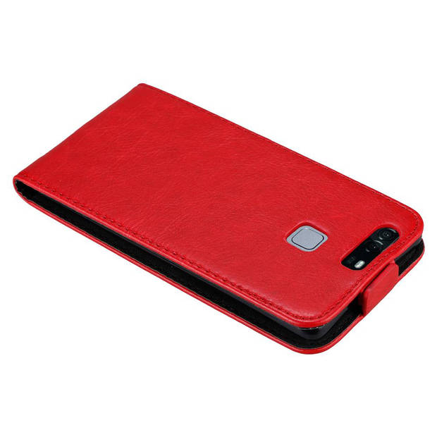 Cadorabo Hoesje geschikt voor Huawei P9 PLUS in APPEL ROOD - Beschermhoes Flip Case Cover magnetische sluiting