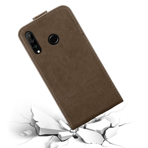 Cadorabo Hoesje geschikt voor Huawei P30 LITE in KOFFIE BRUIN - Beschermhoes Flip Case Cover magnetische sluiting