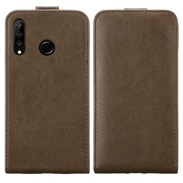 Cadorabo Hoesje geschikt voor Huawei P30 LITE in KOFFIE BRUIN - Beschermhoes Flip Case Cover magnetische sluiting