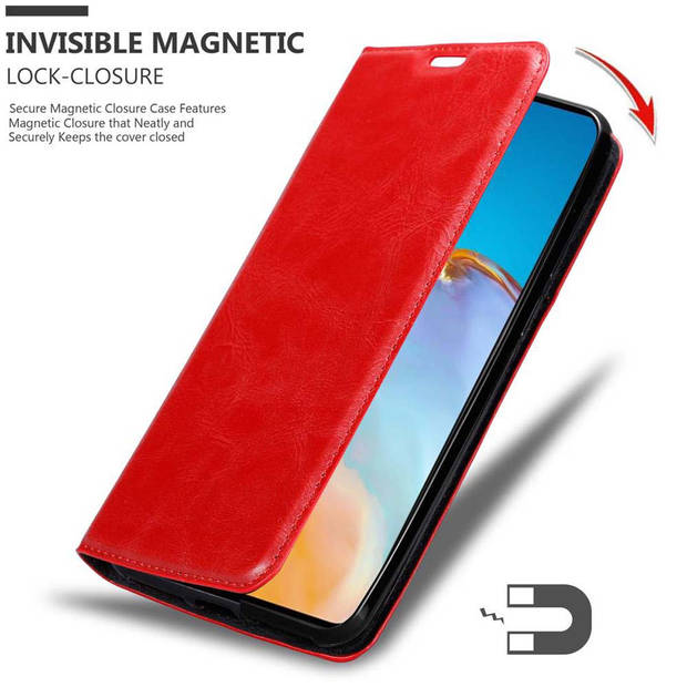 Cadorabo Hoesje geschikt voor Huawei P40 in APPEL ROOD - Beschermhoes Case magnetische sluiting Cover