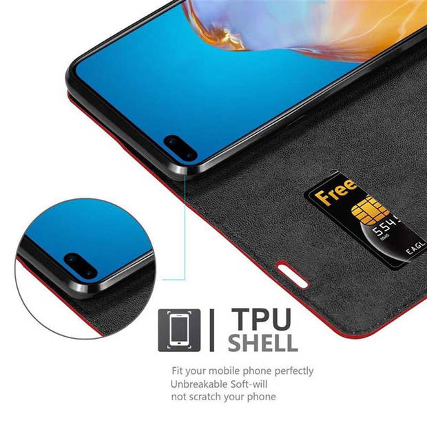 Cadorabo Hoesje geschikt voor Huawei P40 in APPEL ROOD - Beschermhoes Case magnetische sluiting Cover