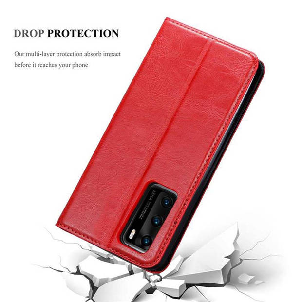 Cadorabo Hoesje geschikt voor Huawei P40 in APPEL ROOD - Beschermhoes Case magnetische sluiting Cover