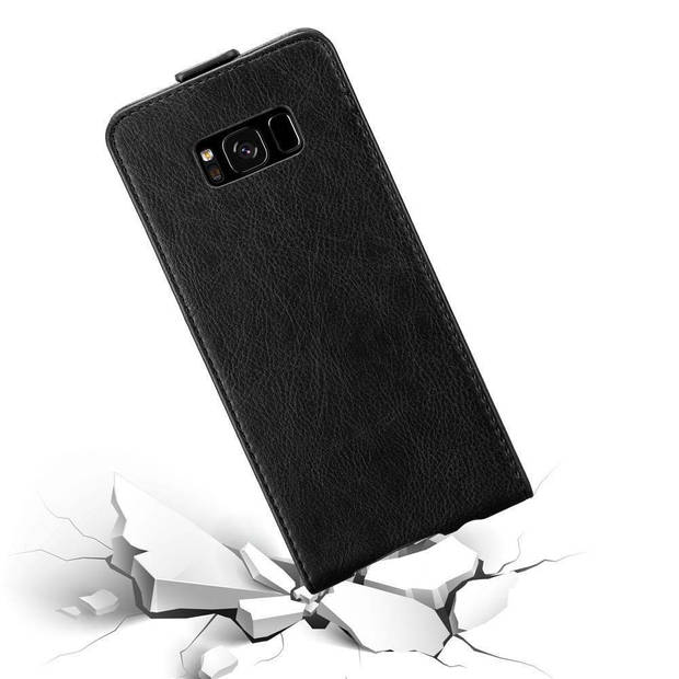 Cadorabo Hoesje geschikt voor Samsung Galaxy S8 PLUS in ZWARTE NACHT - Beschermhoes Flip Case Cover magnetische sluiting