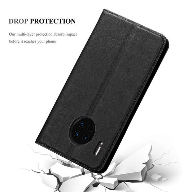 Cadorabo Hoesje geschikt voor Huawei MATE 30 in ZWARTE NACHT - Beschermhoes Case magnetische sluiting Cover