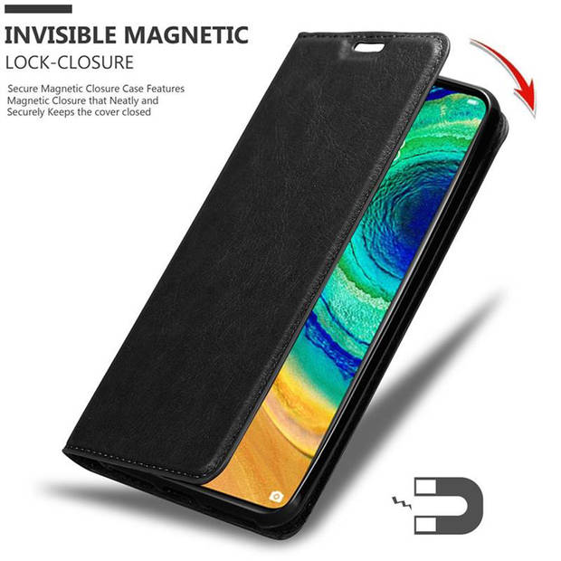 Cadorabo Hoesje geschikt voor Huawei MATE 30 in ZWARTE NACHT - Beschermhoes Case magnetische sluiting Cover