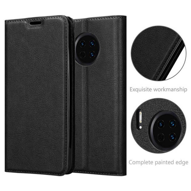 Cadorabo Hoesje geschikt voor Huawei MATE 30 in ZWARTE NACHT - Beschermhoes Case magnetische sluiting Cover