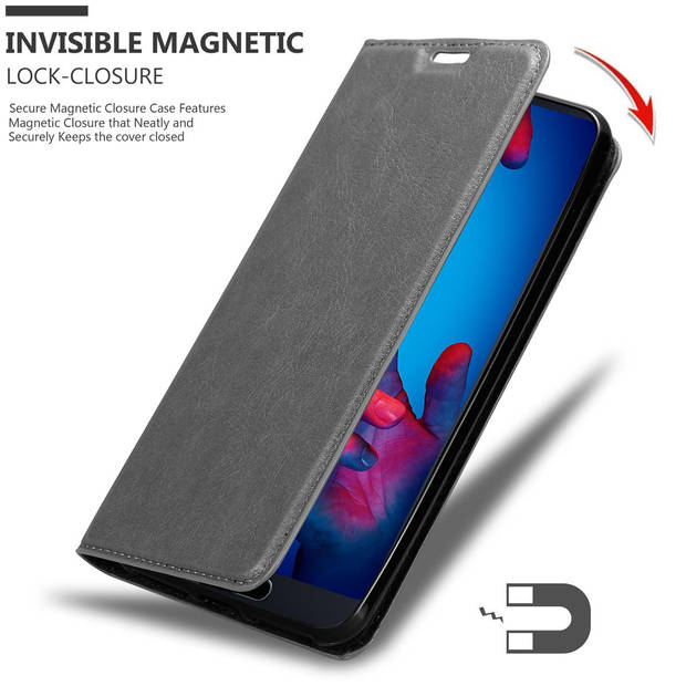 Cadorabo Hoesje geschikt voor Huawei P20 in TITANIUM GRIJS - Beschermhoes Case magnetische sluiting Cover