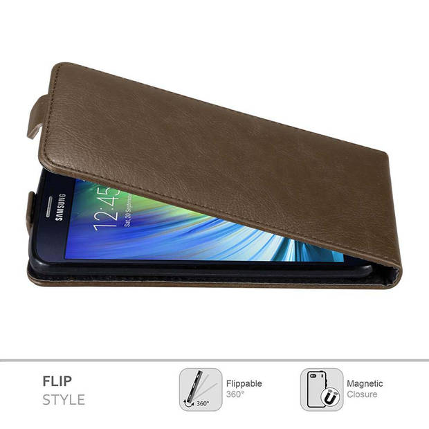Cadorabo Hoesje geschikt voor Samsung Galaxy A7 2015 in KOFFIE BRUIN - Beschermhoes Flip Case Cover magnetische sluiting