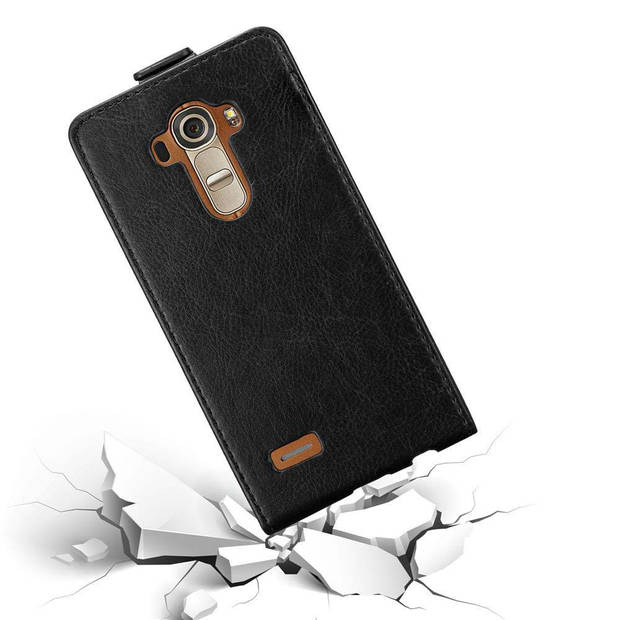 Cadorabo Hoesje geschikt voor LG G4 / G4 PLUS in ZWARTE NACHT - Beschermhoes Flip Case Cover magnetische sluiting