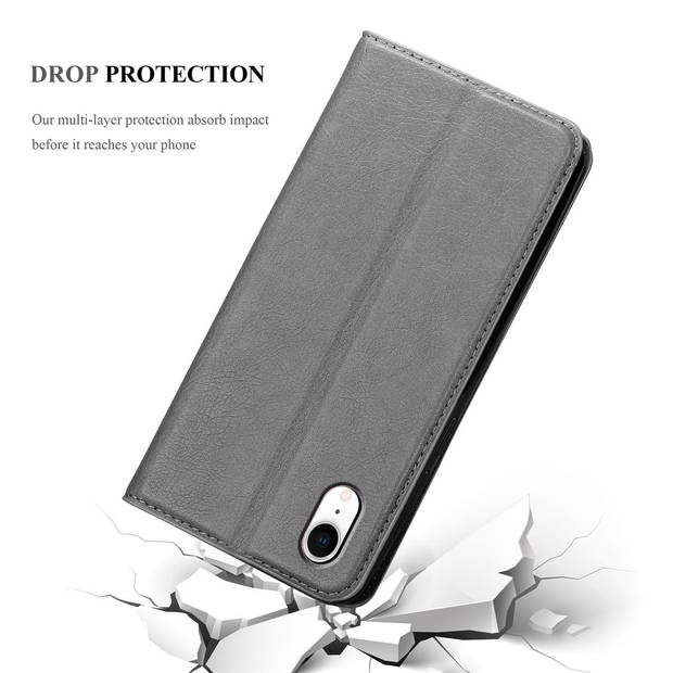 Cadorabo Hoesje geschikt voor Apple iPhone XR in TITANIUM GRIJS - Beschermhoes Case magnetische sluiting Cover