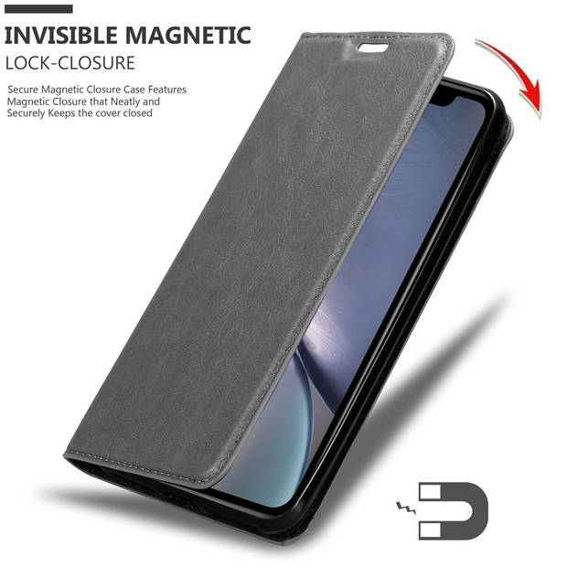 Cadorabo Hoesje geschikt voor Apple iPhone XR in TITANIUM GRIJS - Beschermhoes Case magnetische sluiting Cover