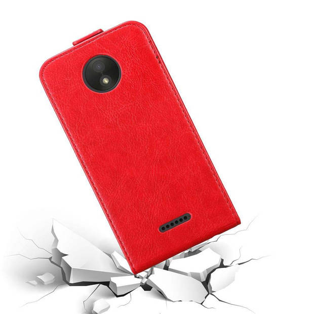 Cadorabo Hoesje geschikt voor Motorola MOTO C PLUS in APPEL ROOD - Beschermhoes Flip Case Cover magnetische sluiting