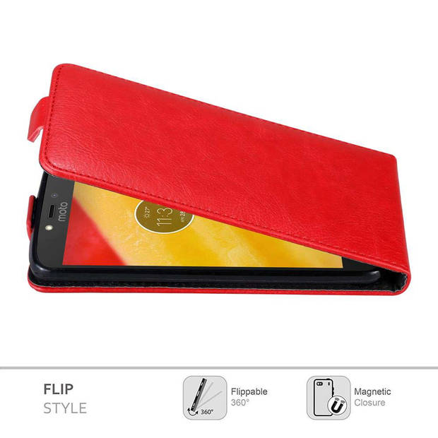 Cadorabo Hoesje geschikt voor Motorola MOTO C PLUS in APPEL ROOD - Beschermhoes Flip Case Cover magnetische sluiting