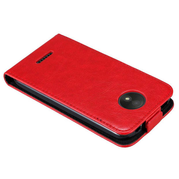 Cadorabo Hoesje geschikt voor Motorola MOTO C PLUS in APPEL ROOD - Beschermhoes Flip Case Cover magnetische sluiting