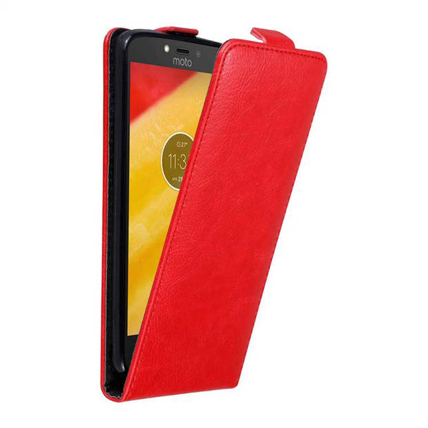 Cadorabo Hoesje geschikt voor Motorola MOTO C PLUS in APPEL ROOD - Beschermhoes Flip Case Cover magnetische sluiting