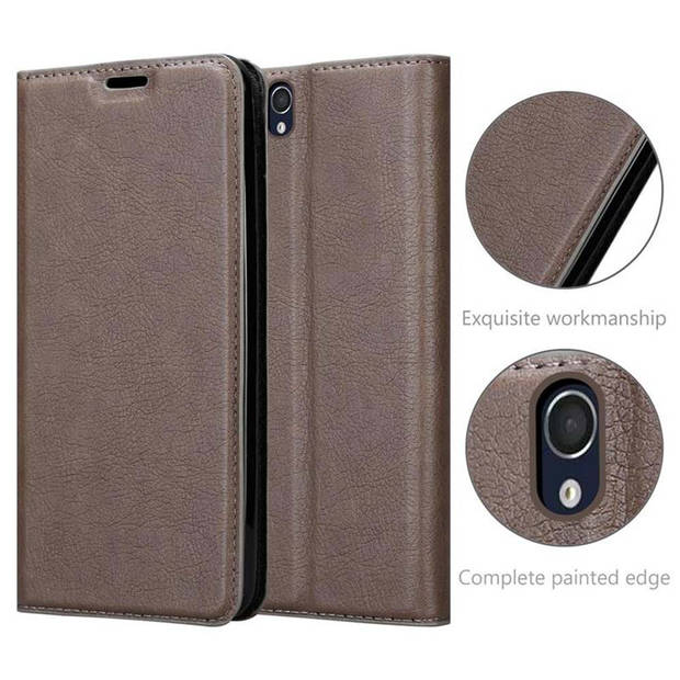 Cadorabo Hoesje geschikt voor Sony Xperia Z in KOFFIE BRUIN - Beschermhoes Case magnetische sluiting Cover