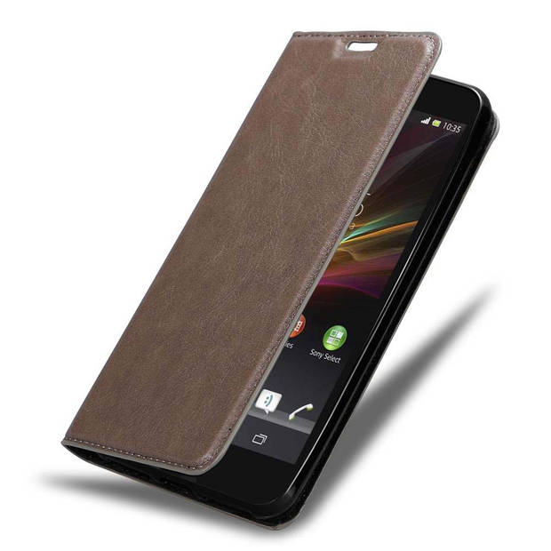 Cadorabo Hoesje geschikt voor Sony Xperia Z in KOFFIE BRUIN - Beschermhoes Case magnetische sluiting Cover