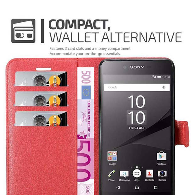 Cadorabo Hoesje geschikt voor Sony Xperia Z5 PREMIUM in KARMIJN ROOD - Beschermhoes Cover magnetische sluiting Case