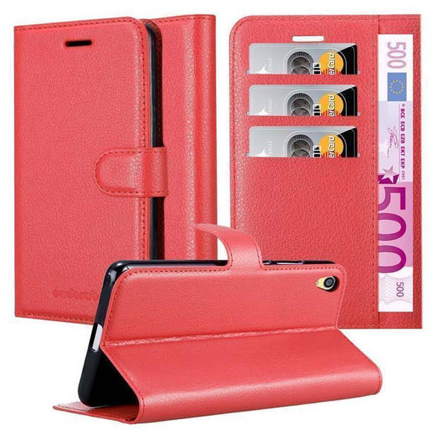 Cadorabo Hoesje geschikt voor Sony Xperia Z5 PREMIUM in KARMIJN ROOD - Beschermhoes Cover magnetische sluiting Case