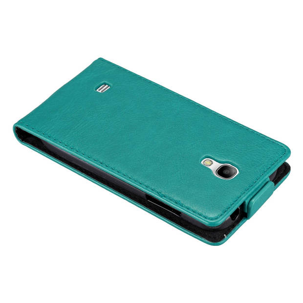 Cadorabo Hoesje geschikt voor Samsung Galaxy S4 MINI in BENZINE TURKOOIS - Beschermhoes Flip Case Cover magnetische