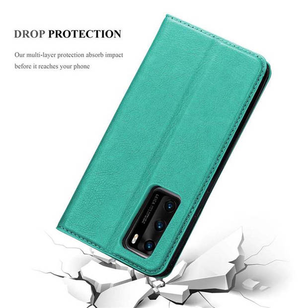 Cadorabo Hoesje geschikt voor Huawei P40 in BENZINE TURKOOIS - Beschermhoes Case magnetische sluiting Cover