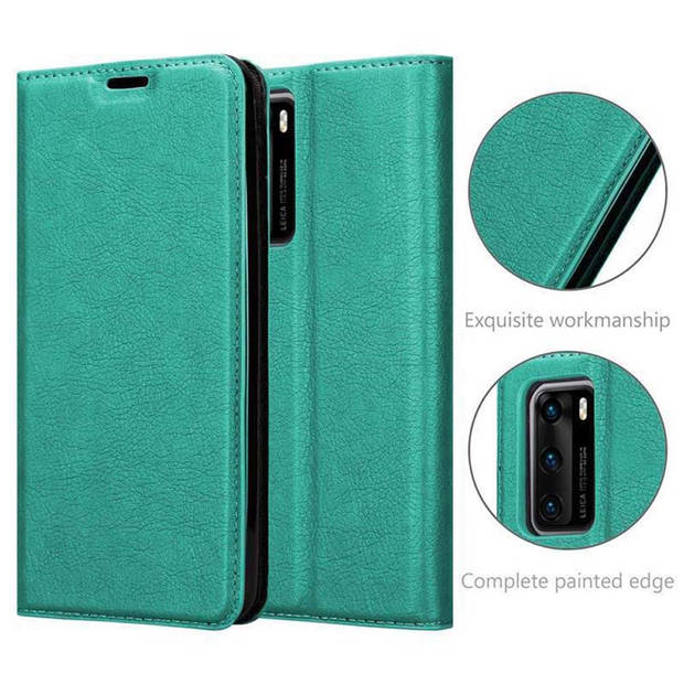 Cadorabo Hoesje geschikt voor Huawei P40 in BENZINE TURKOOIS - Beschermhoes Case magnetische sluiting Cover