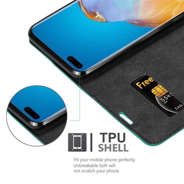 Cadorabo Hoesje geschikt voor Huawei P40 PRO / P40 PRO+ in BENZINE TURKOOIS - Beschermhoes Case magnetische sluiting