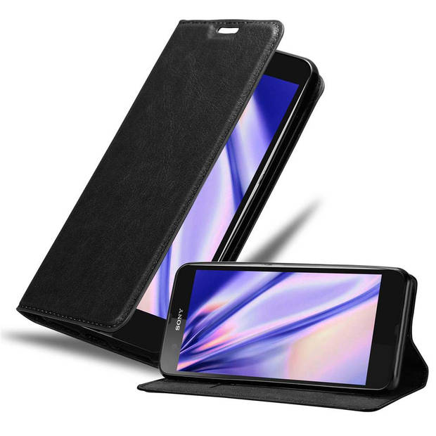 Cadorabo Hoesje geschikt voor Sony Xperia Z in ZWARTE NACHT - Beschermhoes Case magnetische sluiting Cover