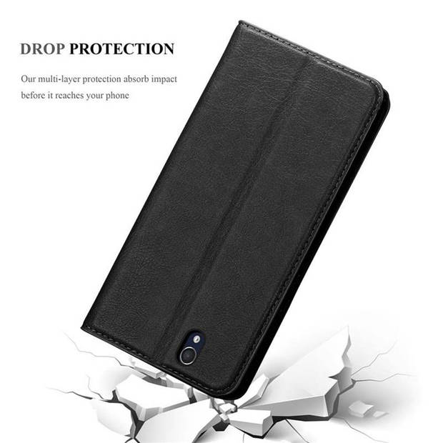 Cadorabo Hoesje geschikt voor Sony Xperia Z in ZWARTE NACHT - Beschermhoes Case magnetische sluiting Cover