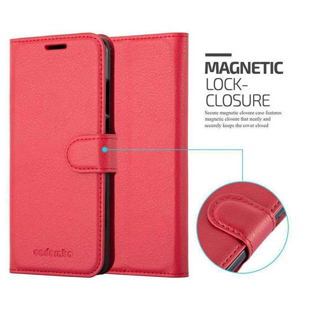 Cadorabo Hoesje geschikt voor Huawei P20 in KARMIJN ROOD - Beschermhoes Cover magnetische sluiting Case