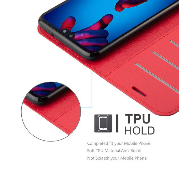 Cadorabo Hoesje geschikt voor Huawei P20 in KARMIJN ROOD - Beschermhoes Cover magnetische sluiting Case