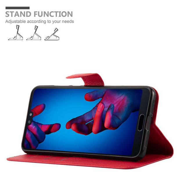 Cadorabo Hoesje geschikt voor Huawei P20 in KARMIJN ROOD - Beschermhoes Cover magnetische sluiting Case