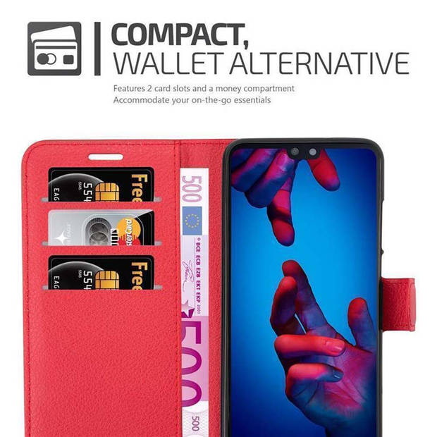 Cadorabo Hoesje geschikt voor Huawei P20 in KARMIJN ROOD - Beschermhoes Cover magnetische sluiting Case