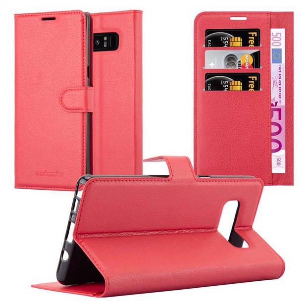 Cadorabo Hoesje geschikt voor Samsung Galaxy NOTE 8 in KARMIJN ROOD - Beschermhoes Cover magnetische sluiting Case