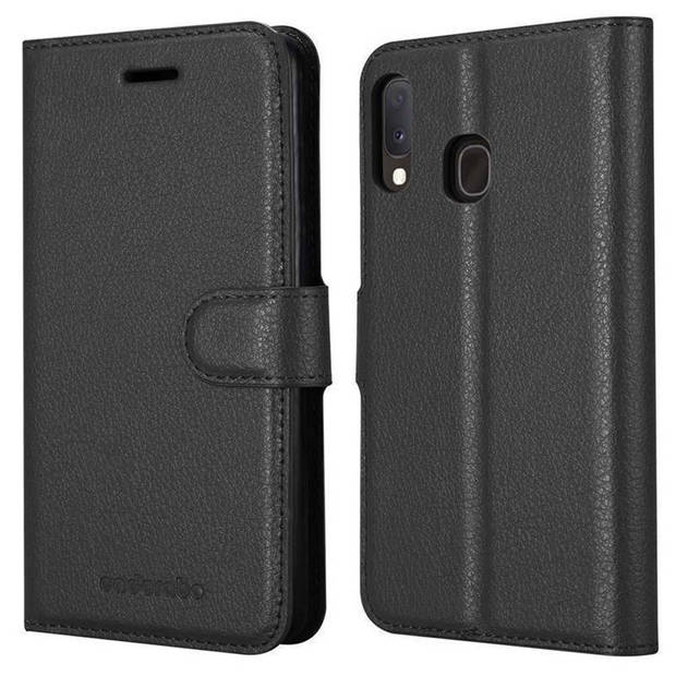 Cadorabo Hoesje geschikt voor Samsung Galaxy A40 in PHANTOM ZWART - Beschermhoes Cover magnetische sluiting Case