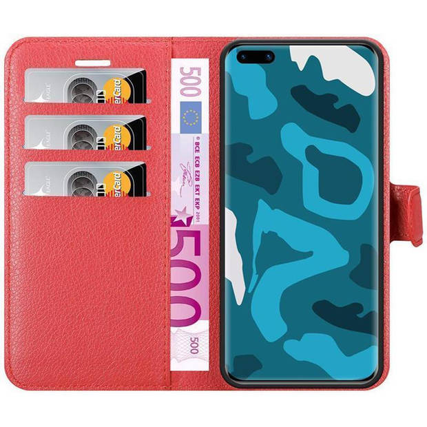 Cadorabo Hoesje geschikt voor Huawei P40 in KARMIJN ROOD - Beschermhoes Cover magnetische sluiting Case