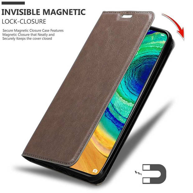Cadorabo Hoesje geschikt voor Huawei MATE 30 in KOFFIE BRUIN - Beschermhoes Case magnetische sluiting Cover