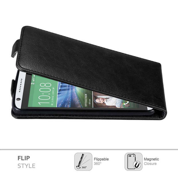 Cadorabo Hoesje geschikt voor HTC Desire 820 in ZWARTE NACHT - Beschermhoes Flip Case Cover magnetische sluiting