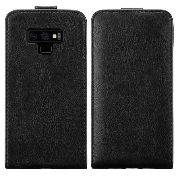 Cadorabo Hoesje geschikt voor Samsung Galaxy NOTE 9 in ZWARTE NACHT - Beschermhoes Flip Case Cover magnetische sluiting